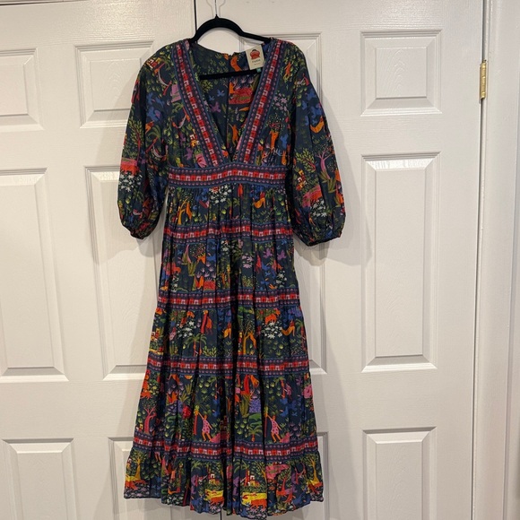 Colorful V-Neck Midi Dress - Picture 6 of 6